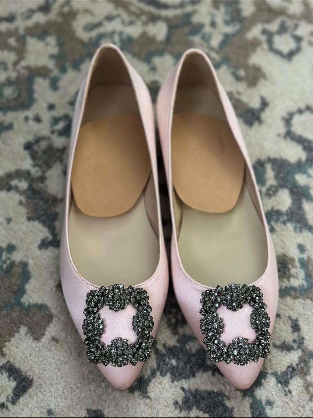 Pink Embellished Pointed Toe Ballet Flats